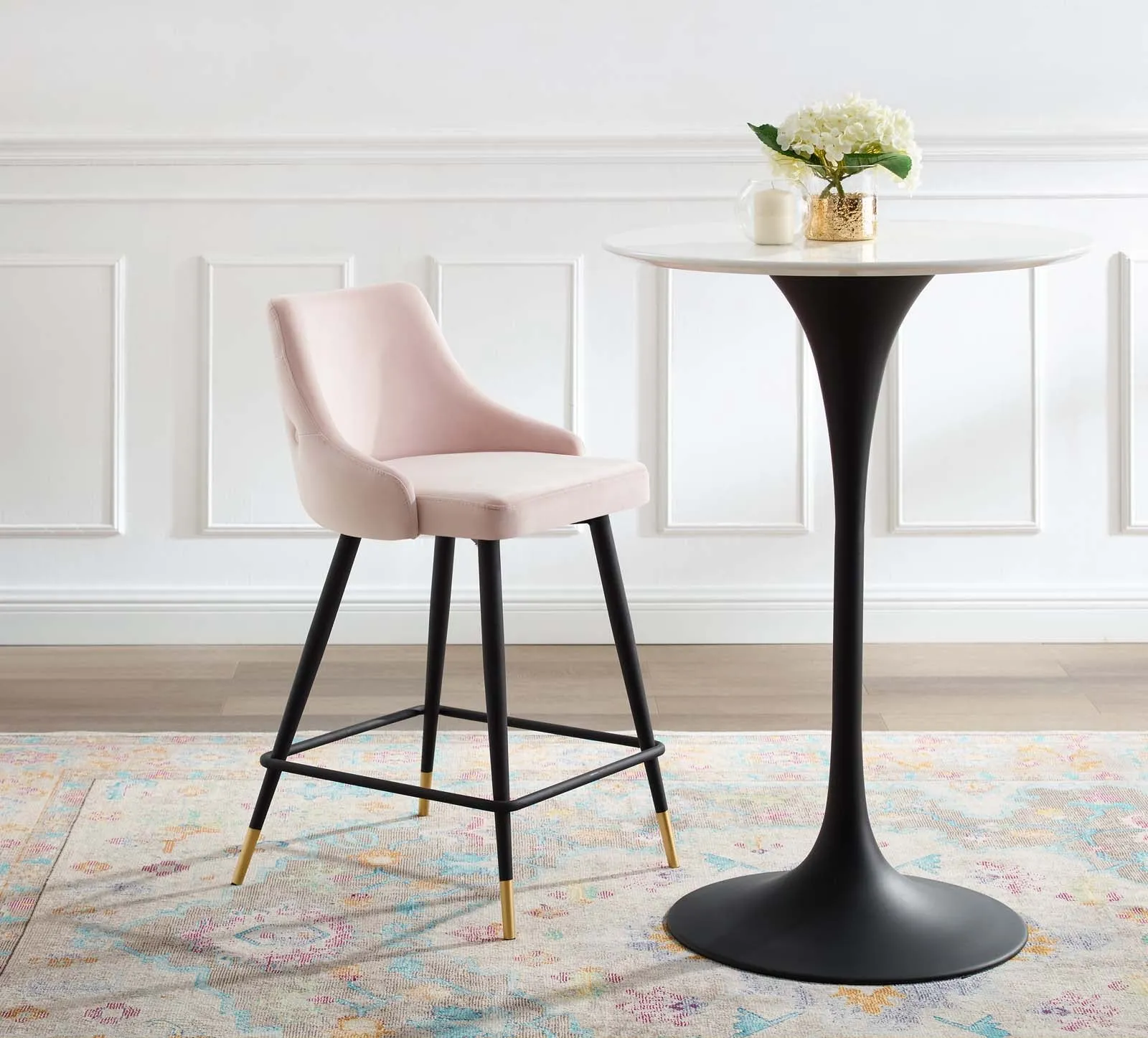 Adorn Performance Velvet Counter Stool - Luxurious, Stain-Resistant Comfort for Dining Spaces