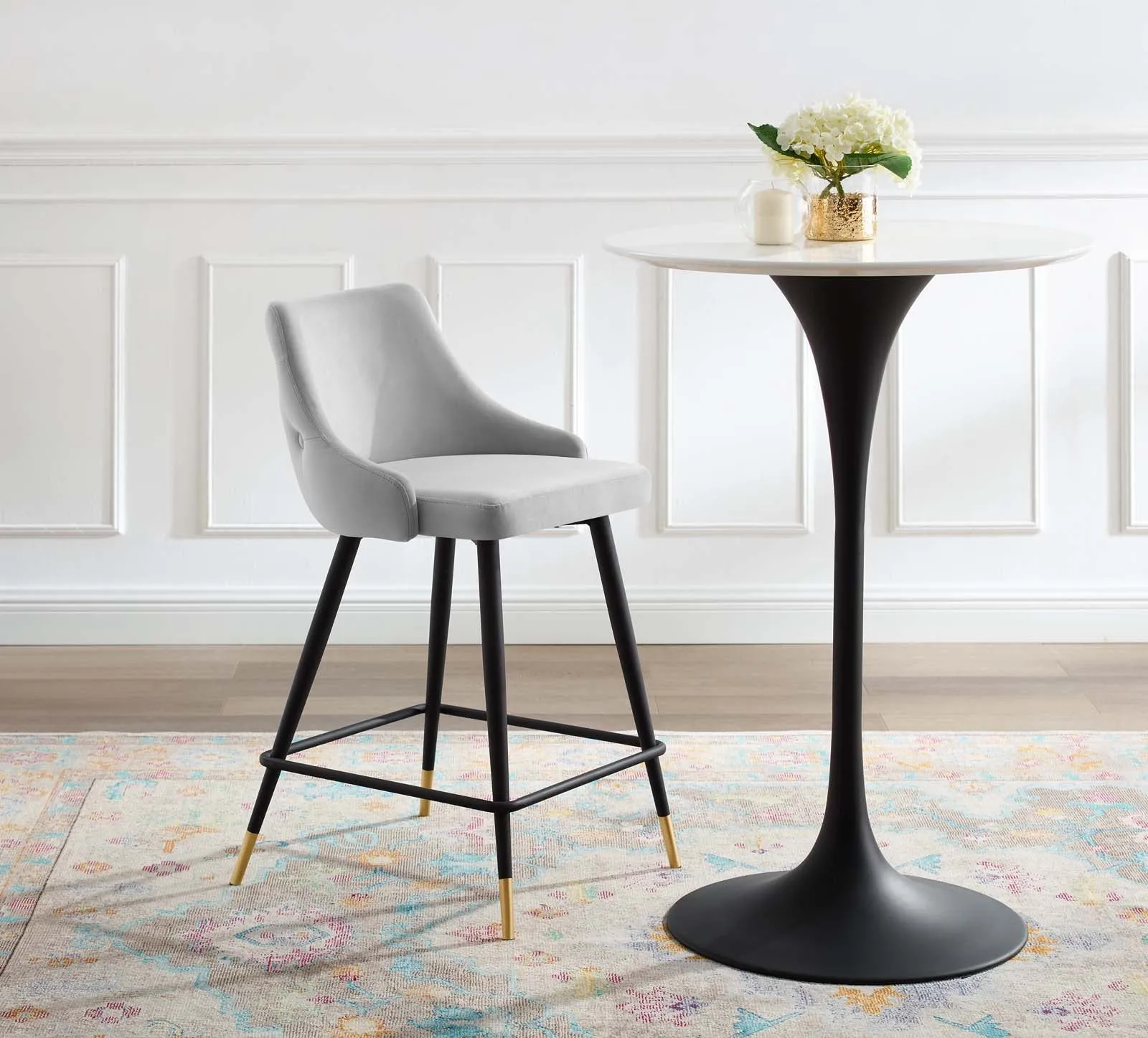 Adorn Performance Velvet Counter Stool - Luxurious, Stain-Resistant Comfort for Dining Spaces