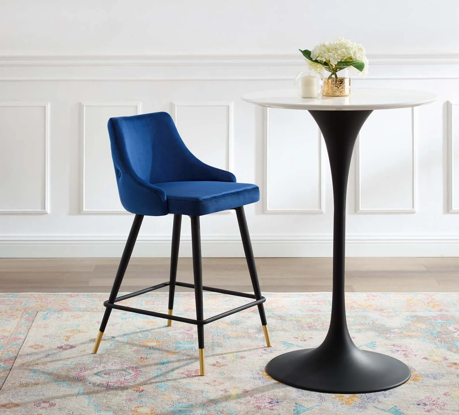 Adorn Performance Velvet Counter Stool - Luxurious, Stain-Resistant Comfort for Dining Spaces