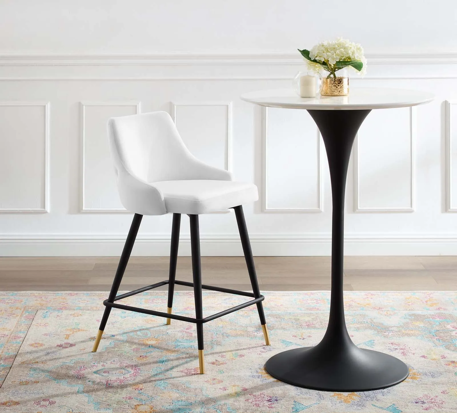 Adorn Performance Velvet Counter Stool - Luxurious, Stain-Resistant Comfort for Dining Spaces