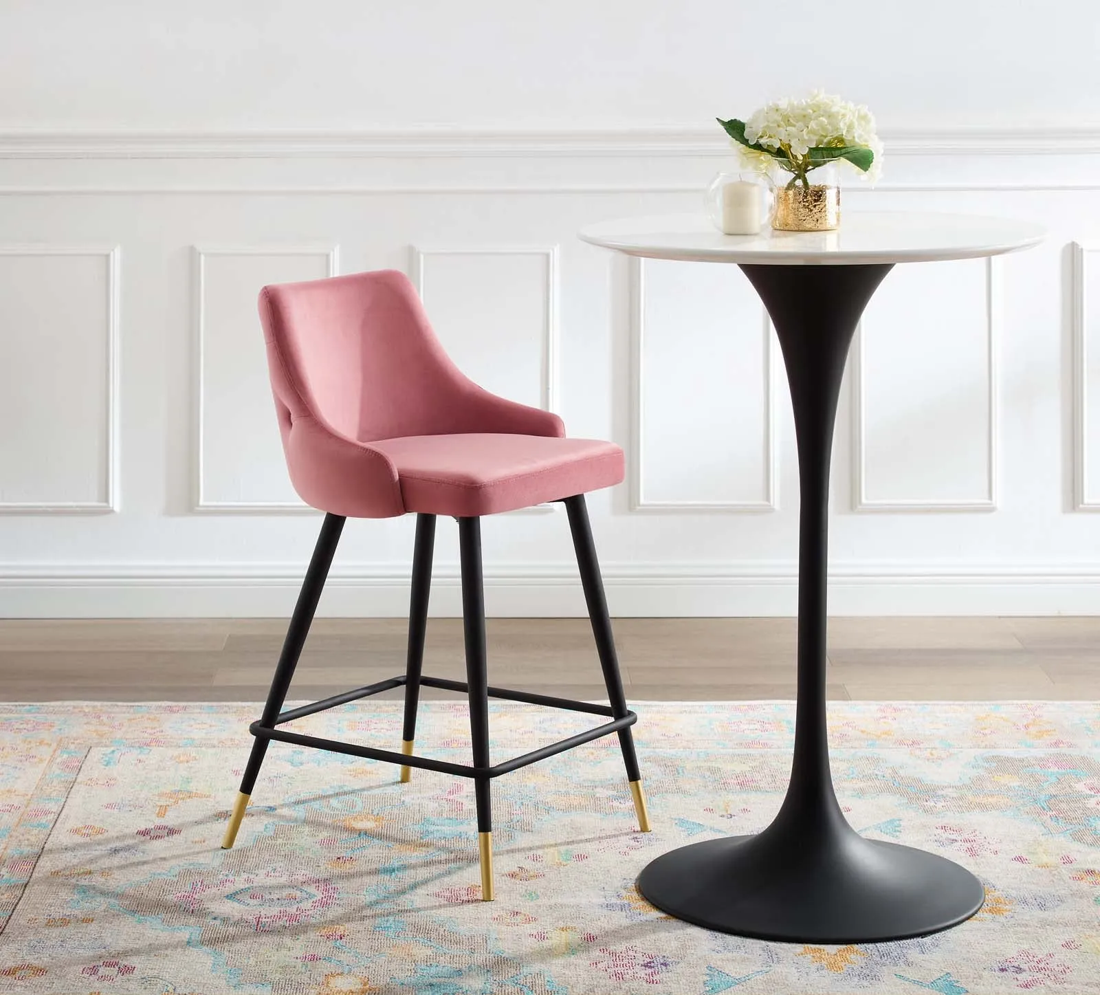 Adorn Performance Velvet Counter Stool - Luxurious, Stain-Resistant Comfort for Dining Spaces