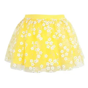 BABY GIRLS DAISY SKIRT WITH TULLE FABRIC - YELLOW