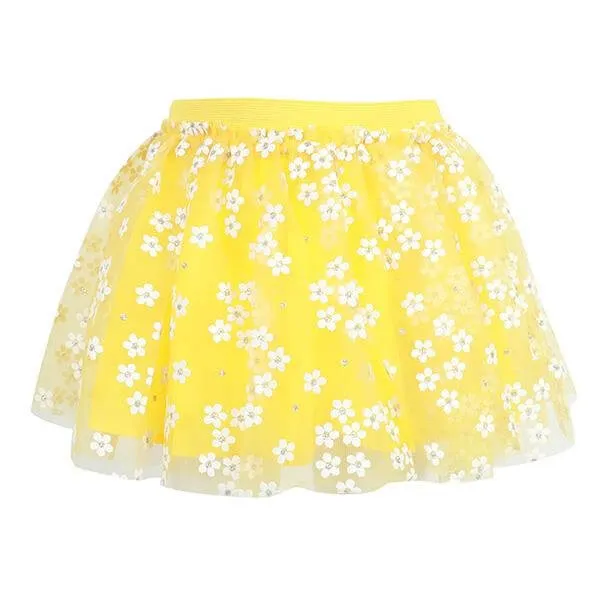 BABY GIRLS DAISY SKIRT WITH TULLE FABRIC - YELLOW