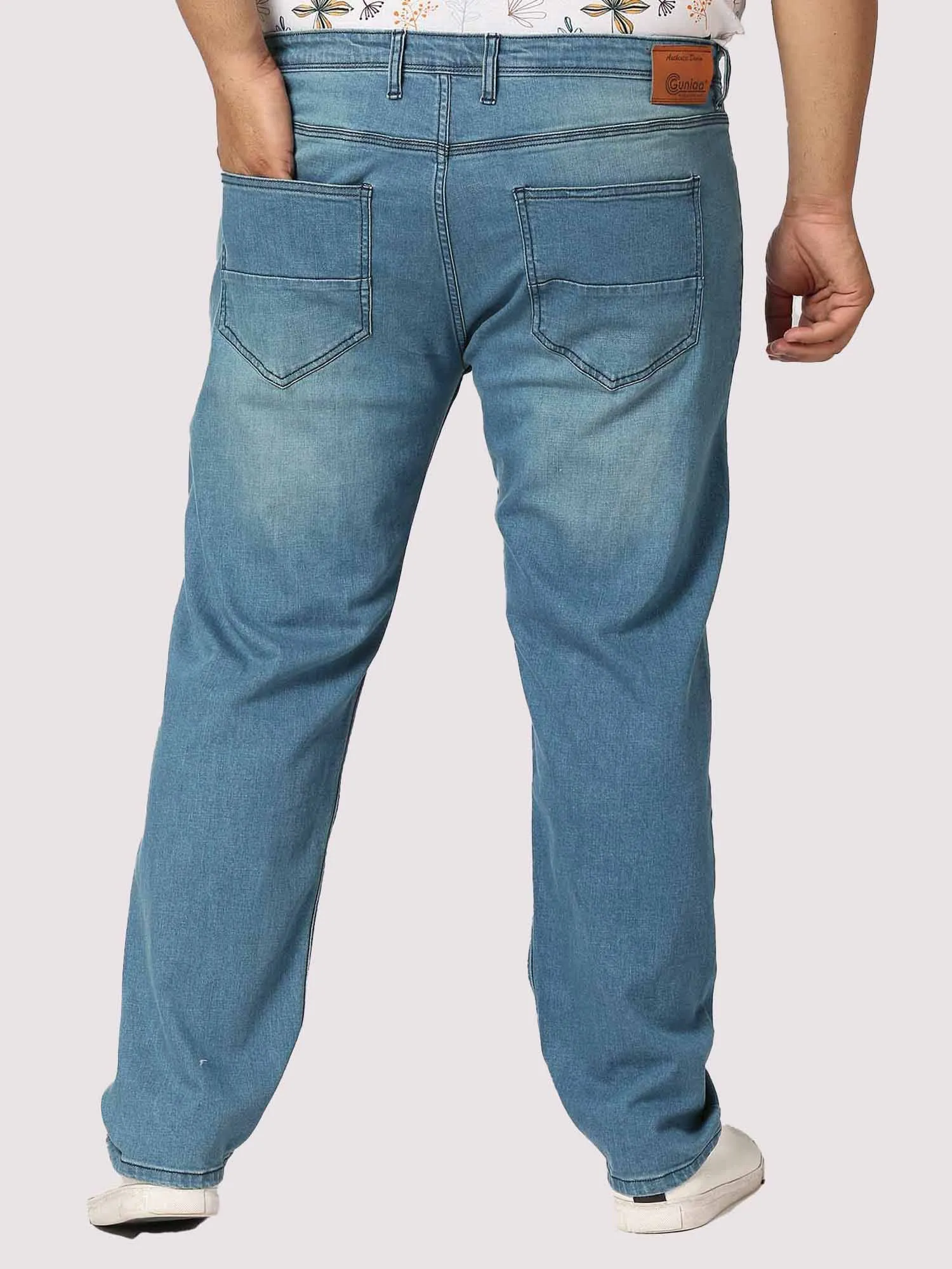 Blue Distressed Jeans Men's Plus Size