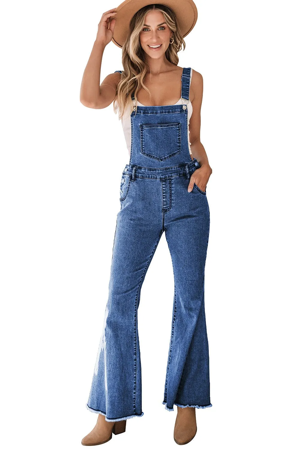 Bohemian Style Denim Jumpsuit with Flared Legs