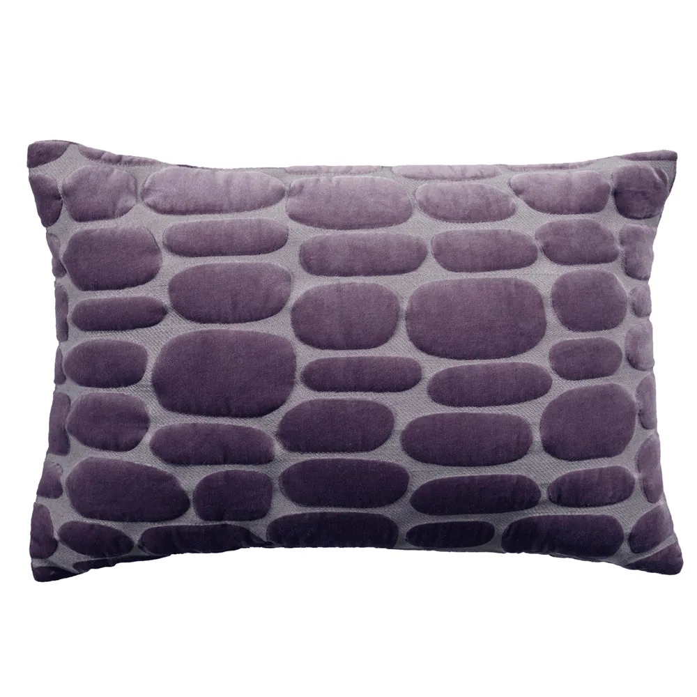 Boulder Embroidered Feather Cushion Plum