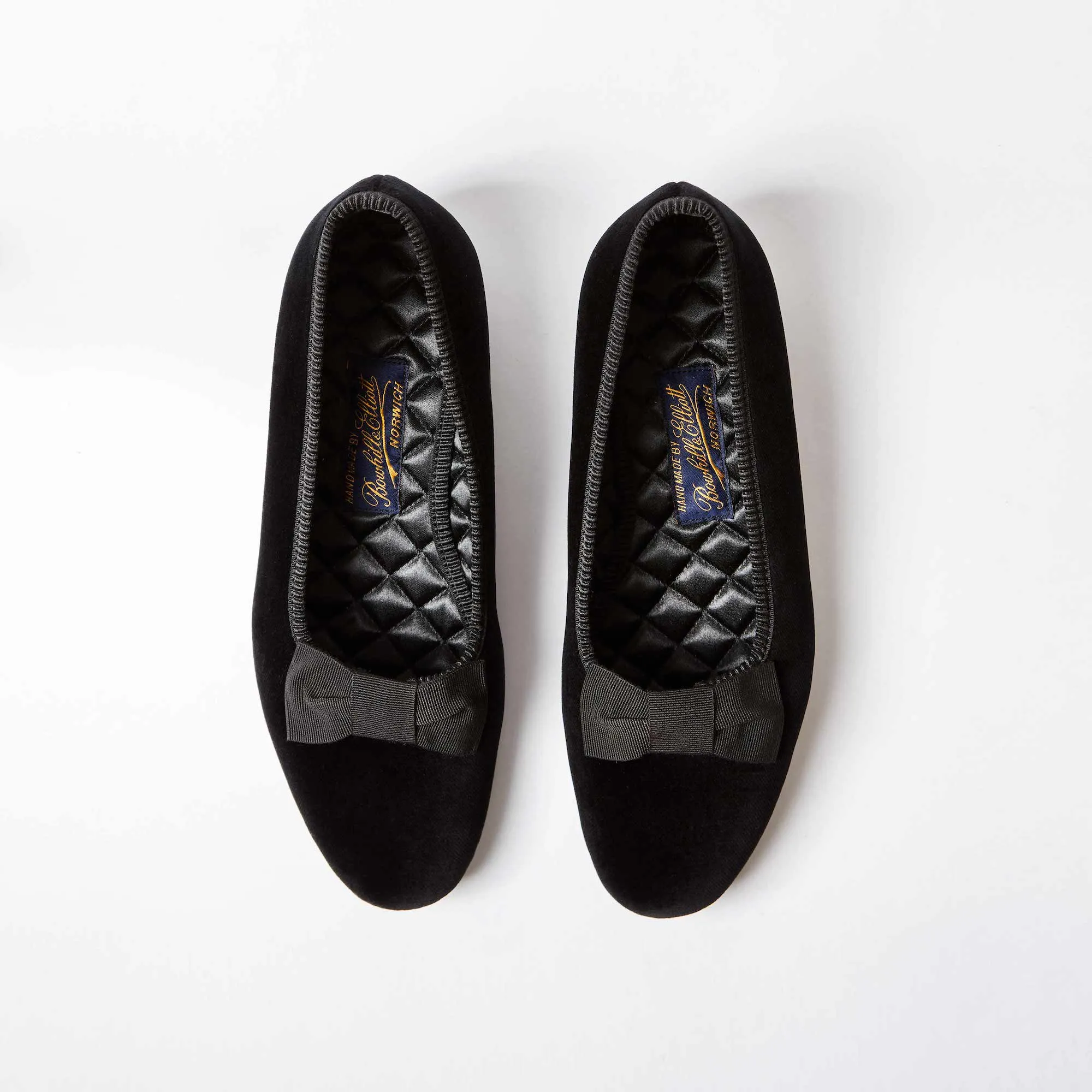 Bowhill & Elliot Black Velvet Opera Pump Slippers