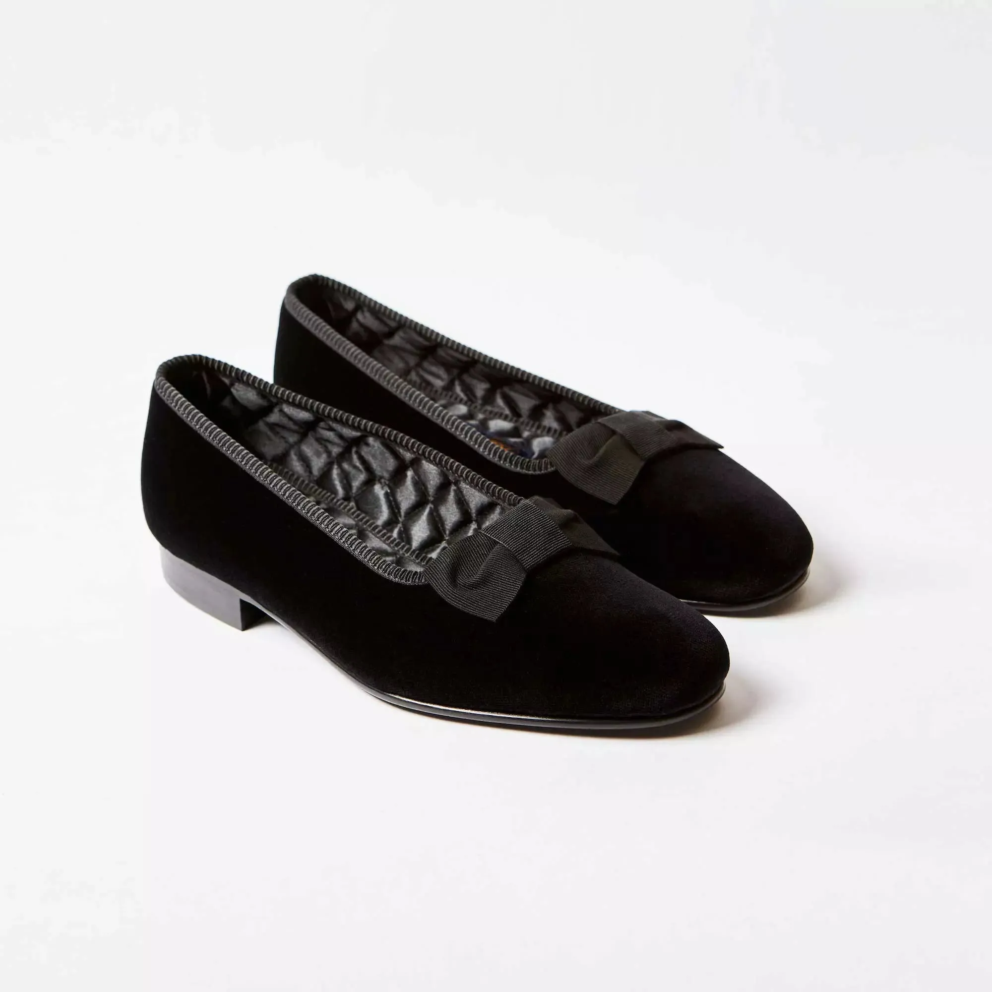 Bowhill & Elliot Black Velvet Opera Pump Slippers