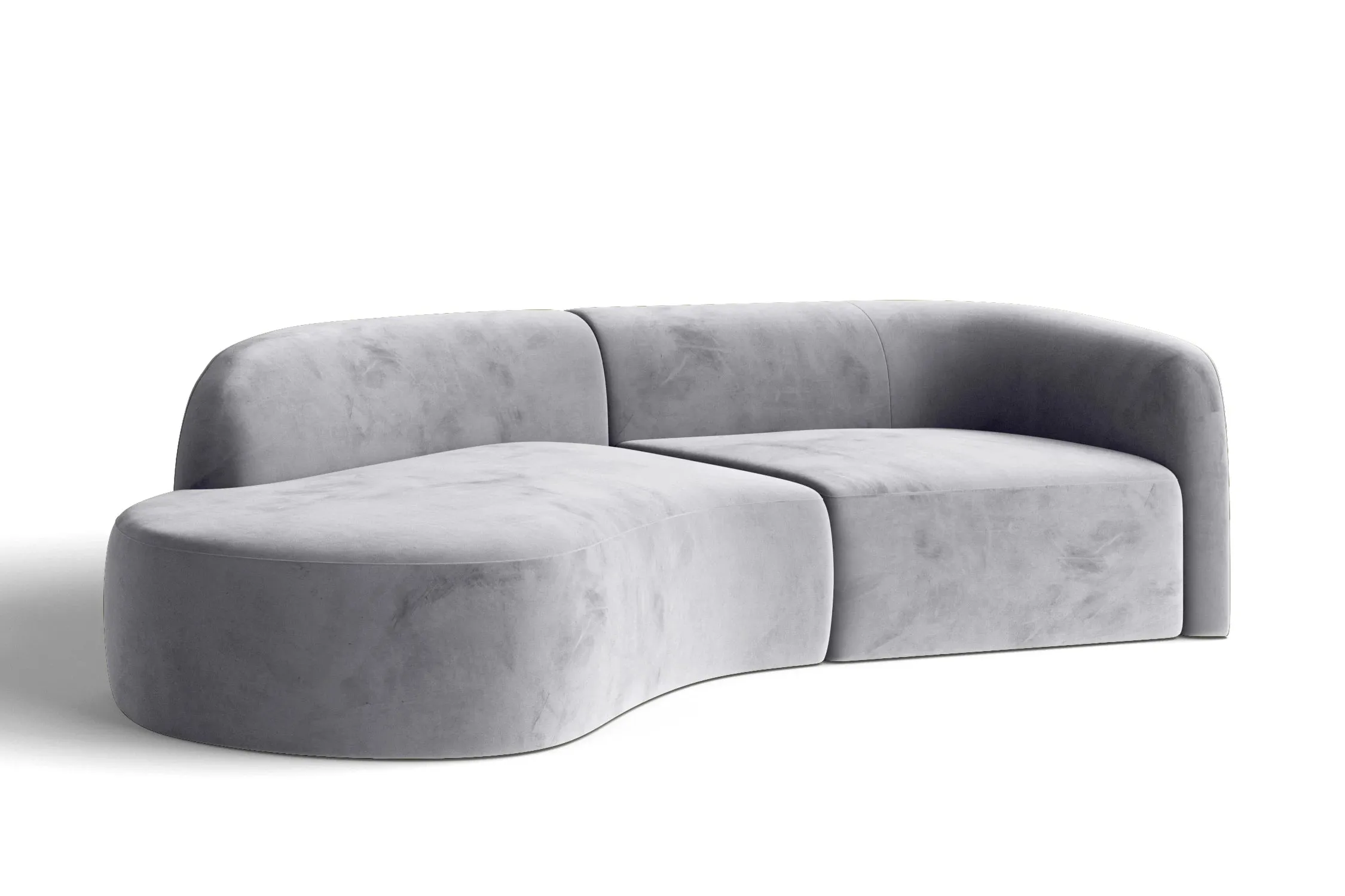 Caserta 3 Seater Left Hand Facing Chaise Lounge Corner Sofa Silver Velvet