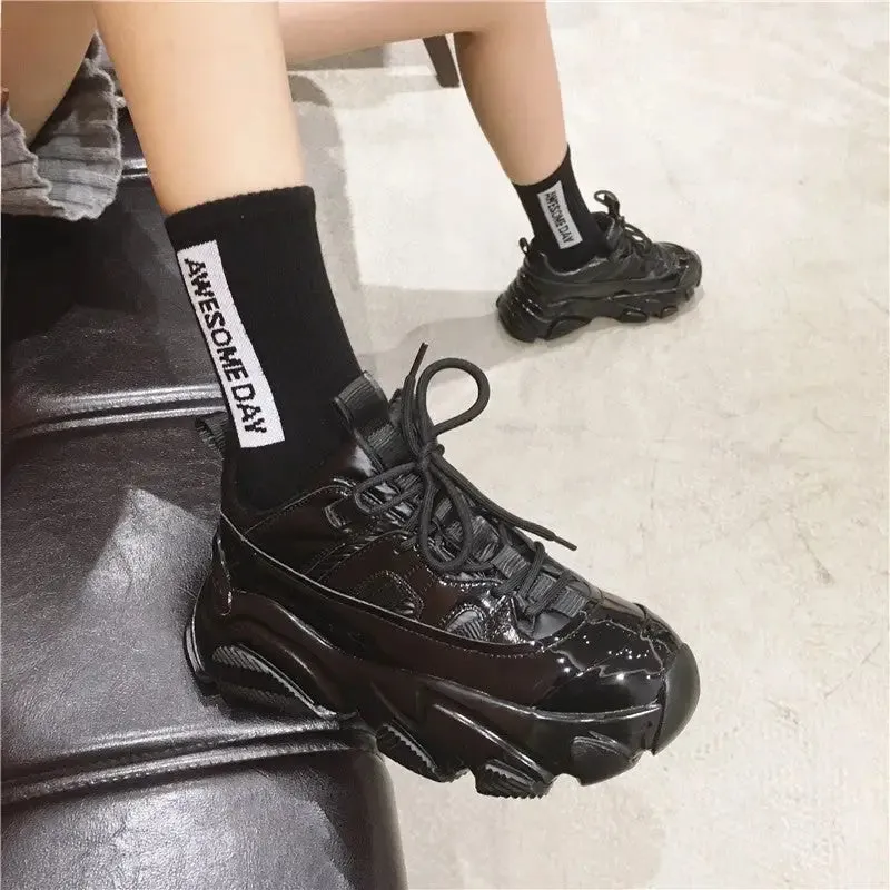 Clunky PU Vegan Platform Sneakers