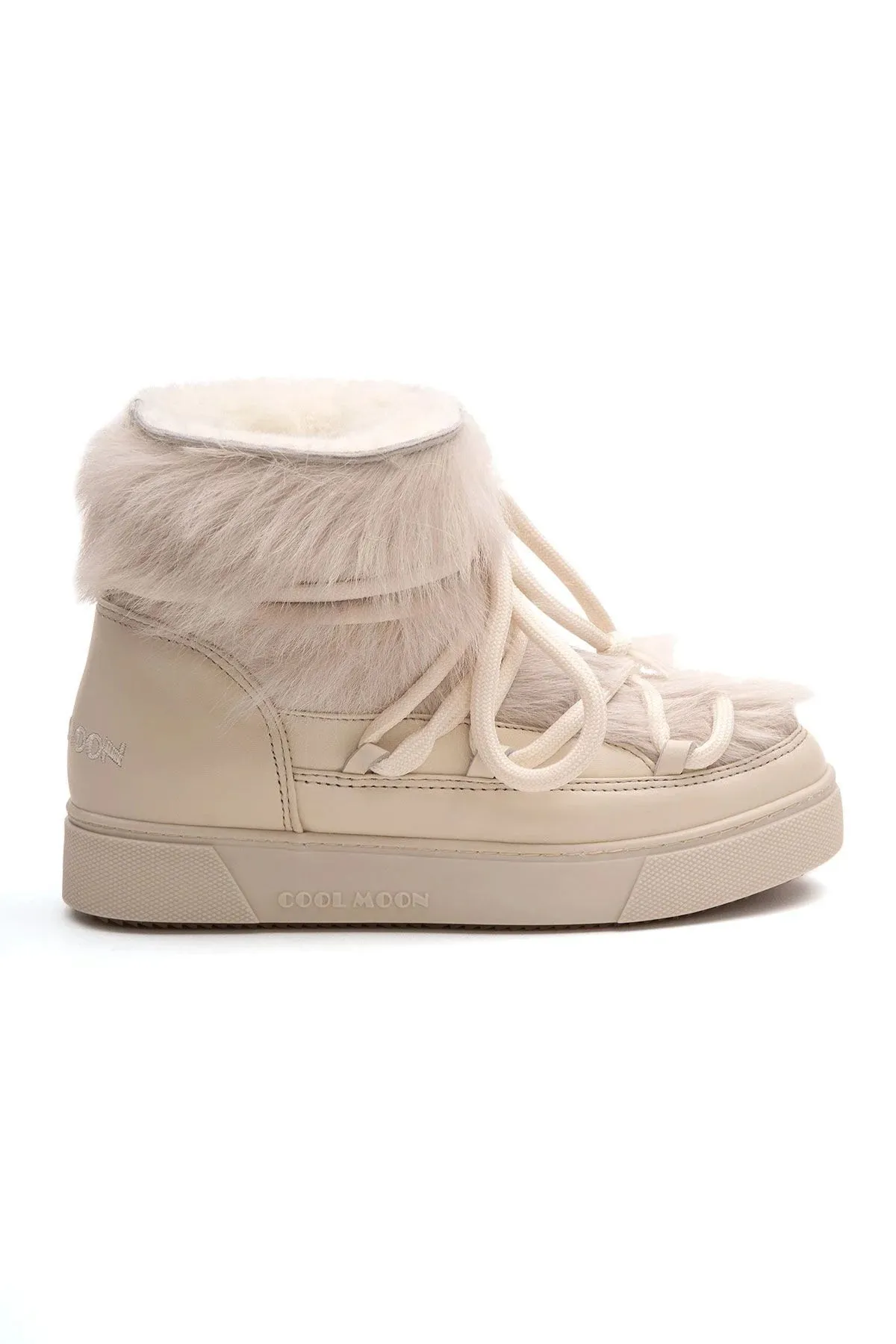 Cool Moon Women's Fur-Lined Sneaker Boot SCB 355081 Beige