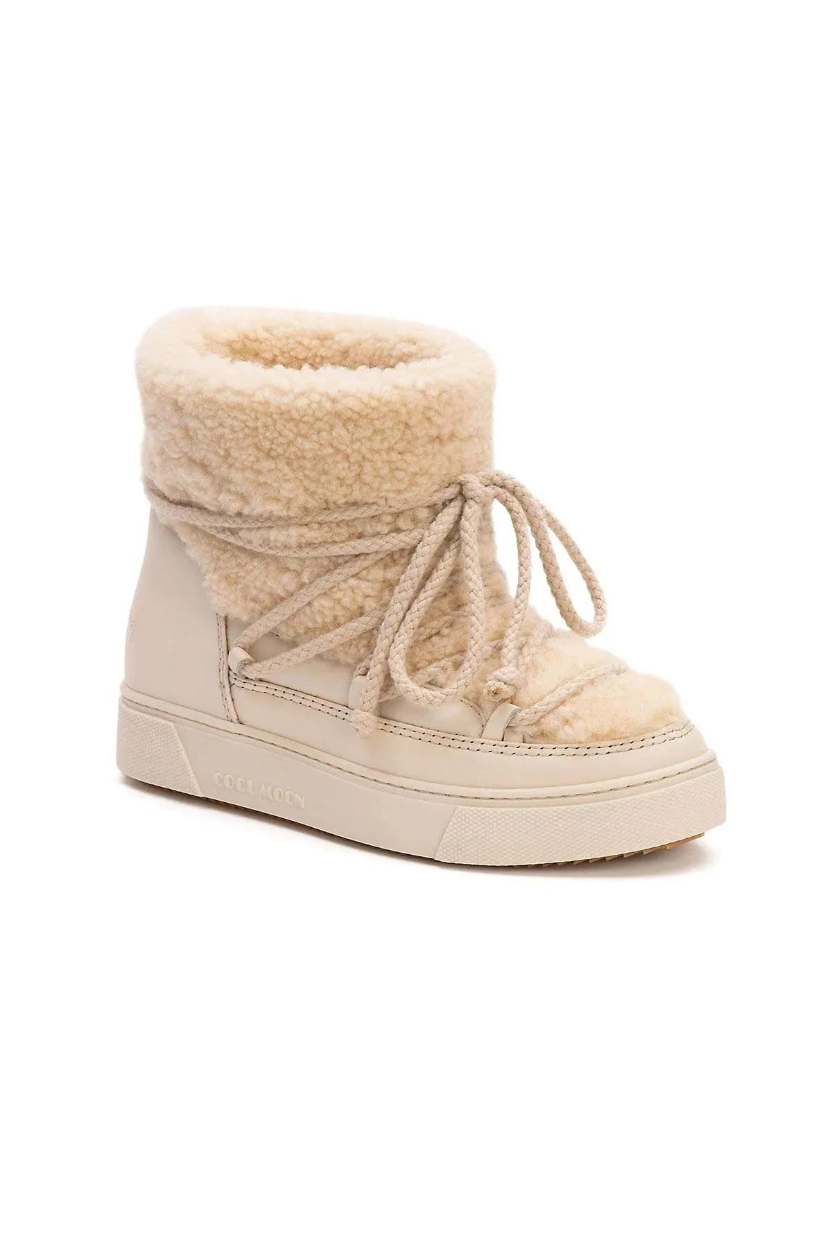 Cool Moon Women's Genuine Fur Sneakers SCB 355067 Beige