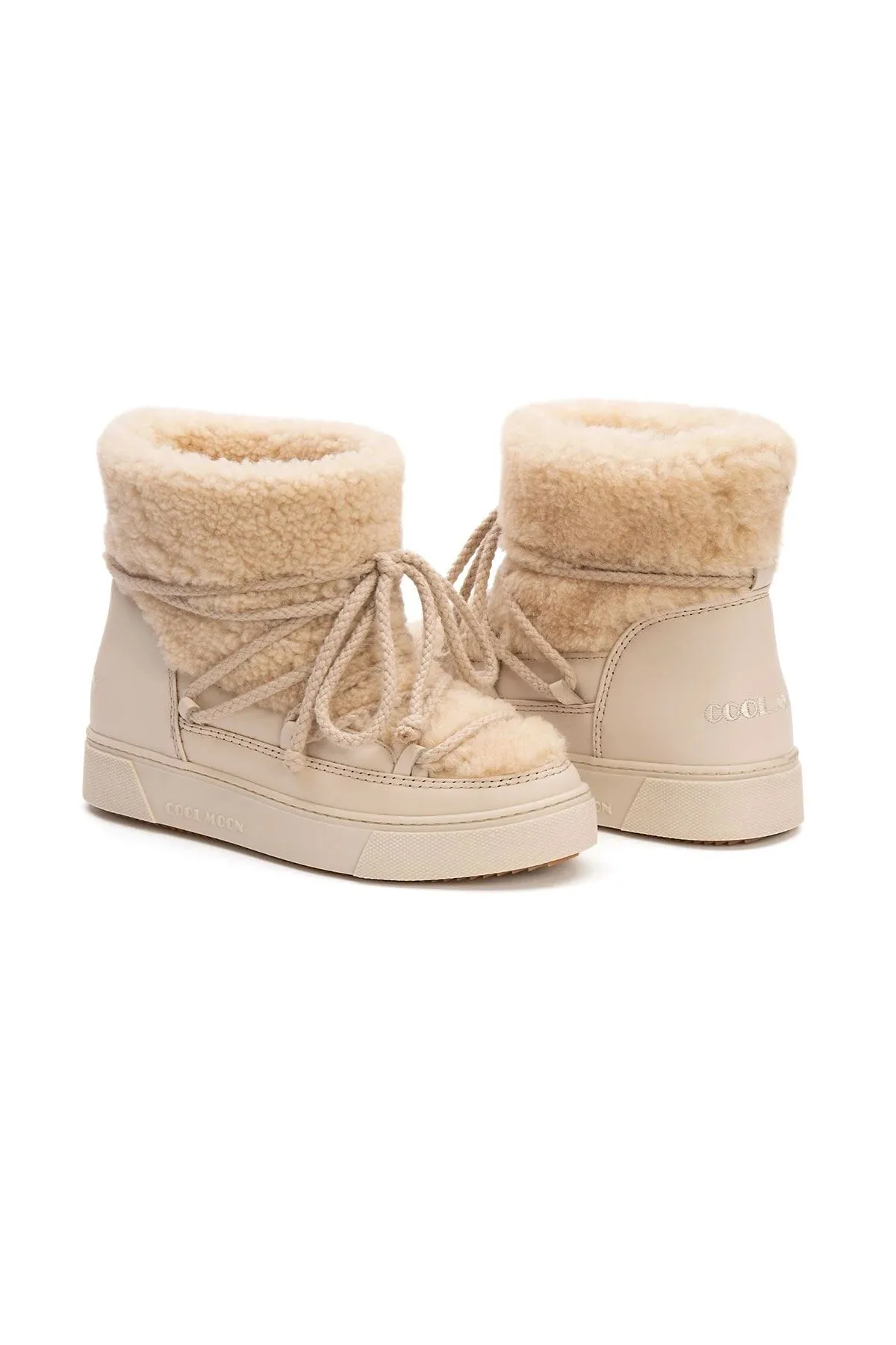 Cool Moon Women's Genuine Fur Sneakers SCB 355067 Beige