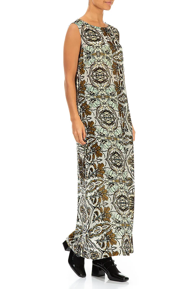 Devoré Ornament Silk Velvet Maxi Dress