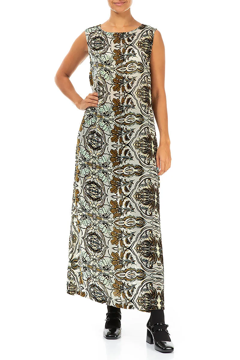 Devoré Ornament Silk Velvet Maxi Dress