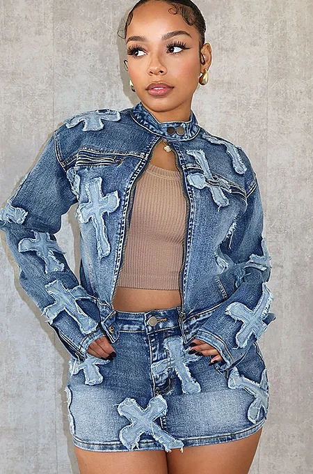 Don’t Cross Me Denim Skirt Set