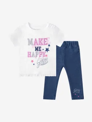 Guess Baby Girls Set - Cotton T-Shirt & Denim Pants Set