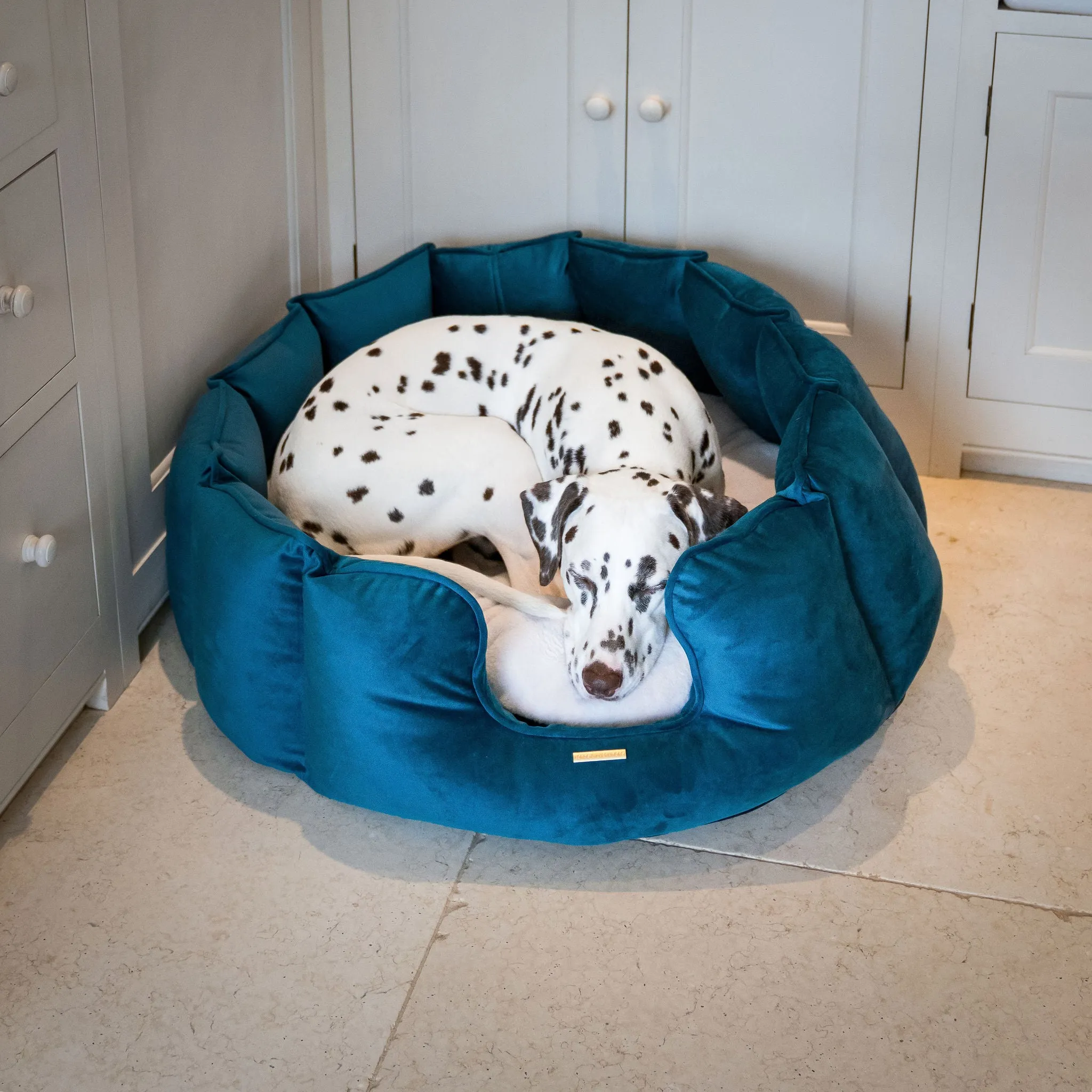 High Wall Bed in Marine Velvet by Lords & Labradors