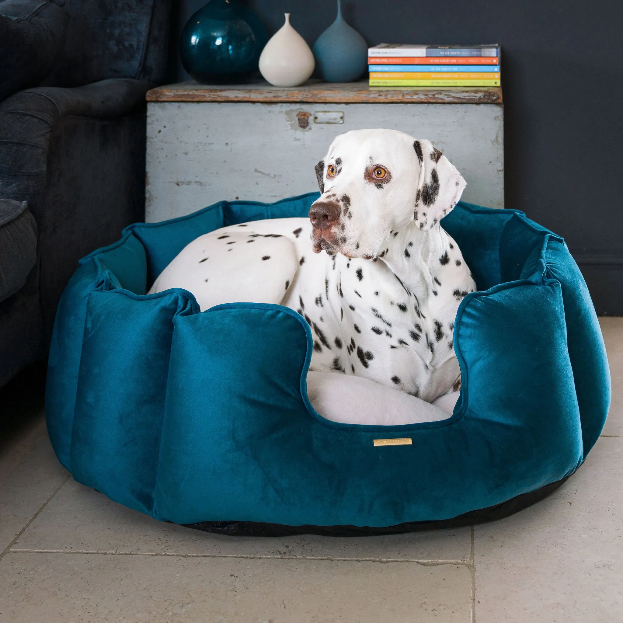 High Wall Bed in Marine Velvet by Lords & Labradors