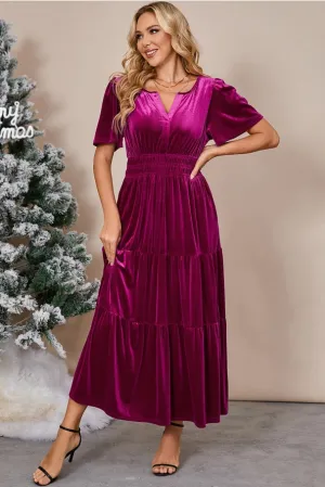 Holiday Happiness Velvet Maxi Dress/Pink