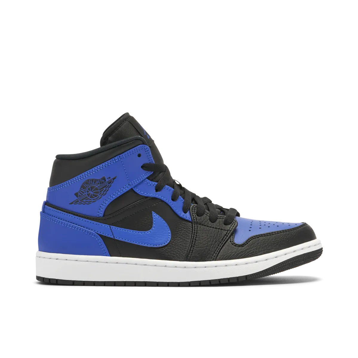 Jordan 1 Mid Black Royal Tumbled Leather