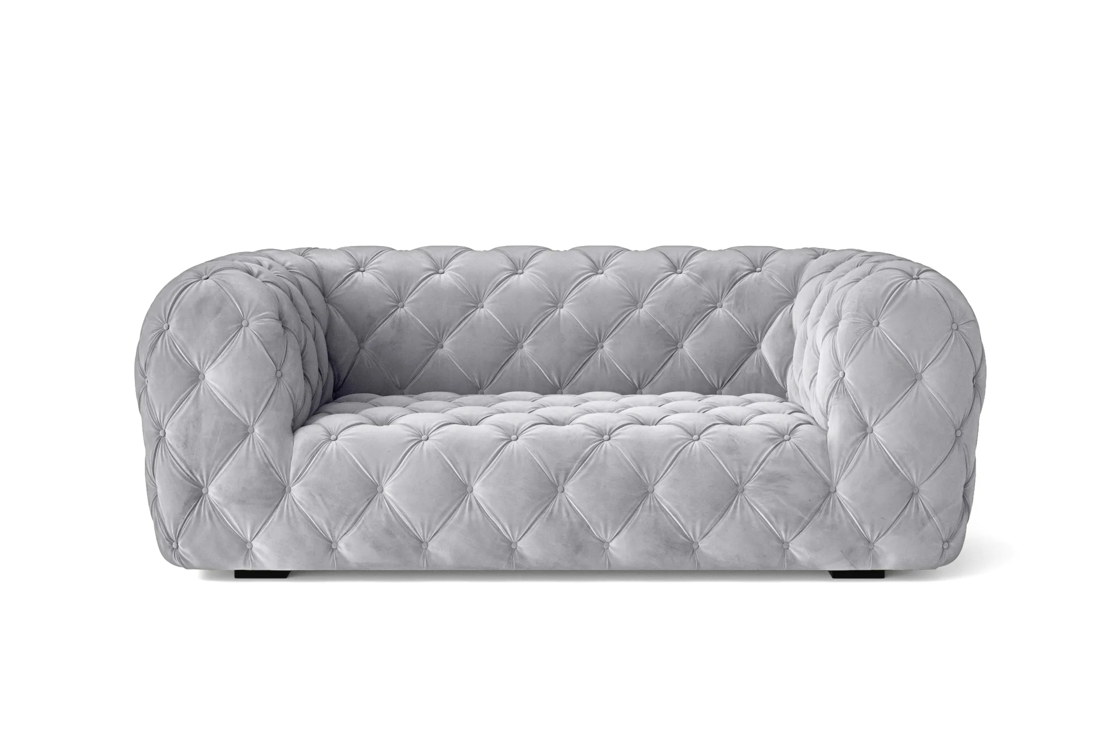 Lecce 2 Seater Sofa Silver Velvet