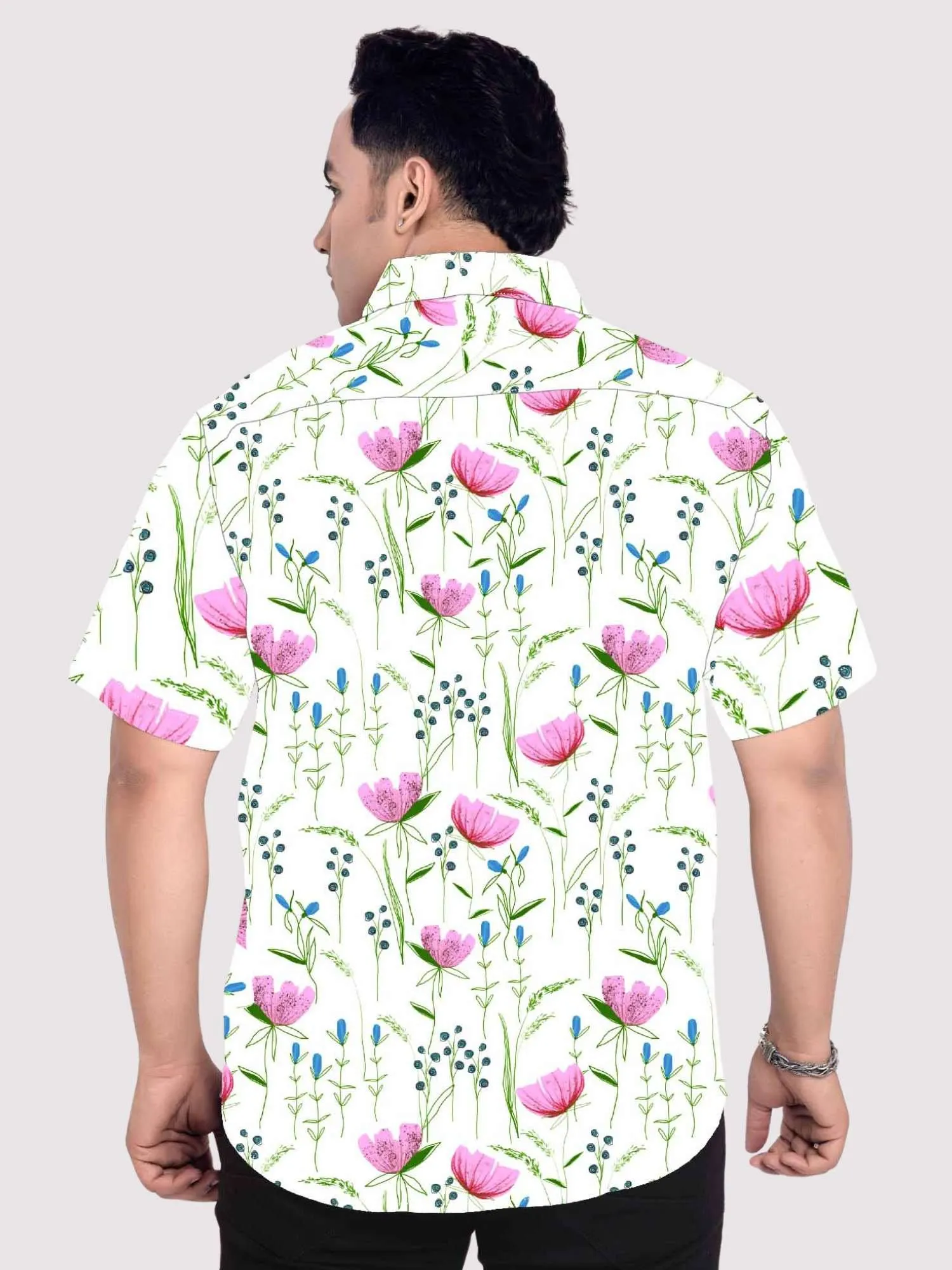 Lotus Linen Printed Shirt Men's Plus Size