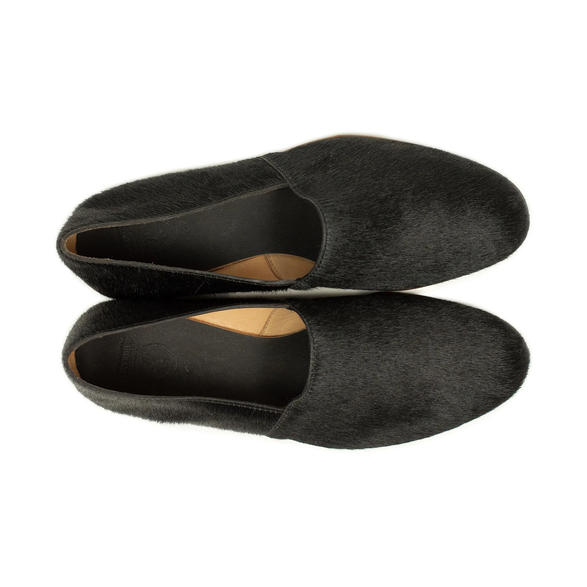 Maury slippers in black hair-on calf