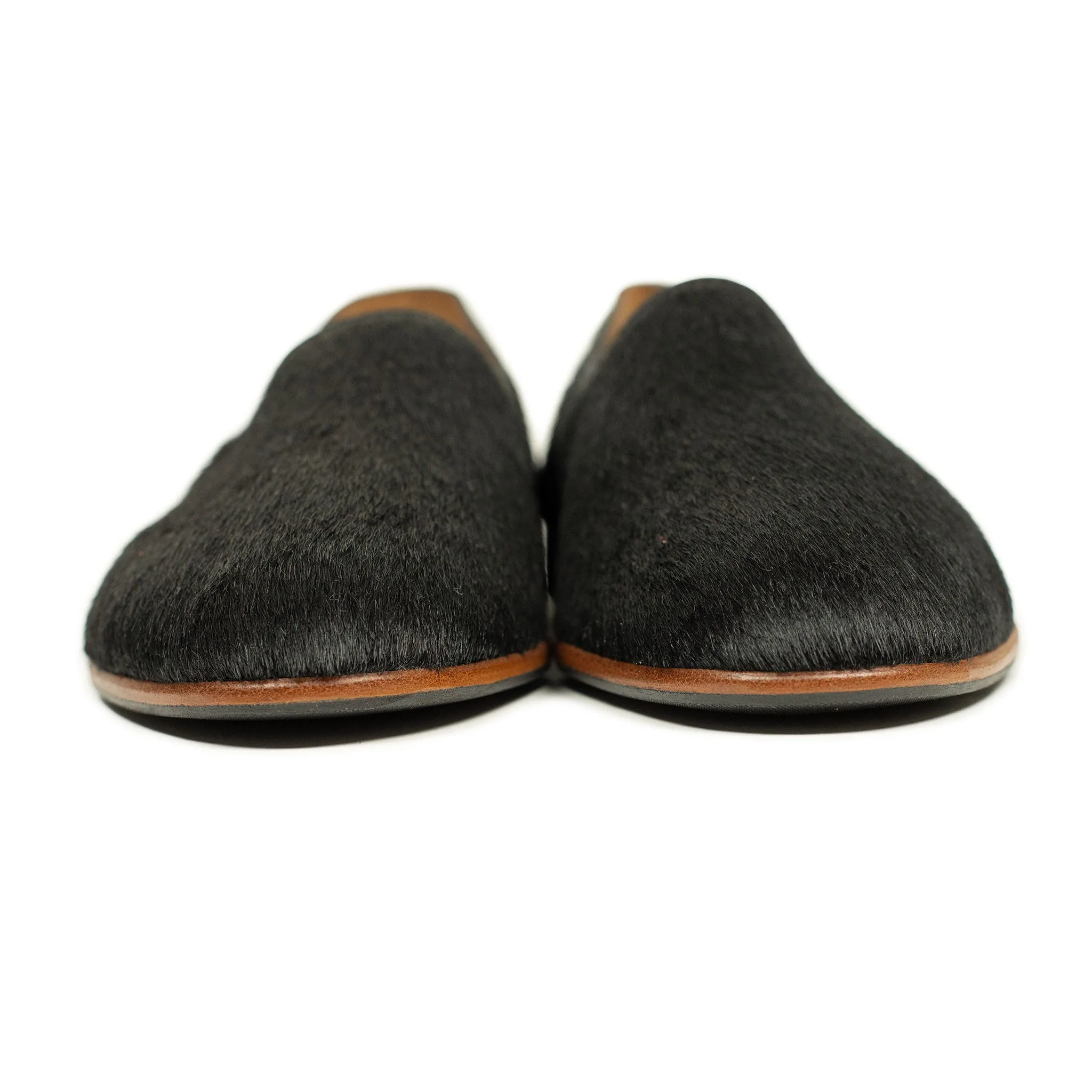 Maury slippers in black hair-on calf