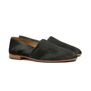 Maury slippers in black hair-on calf