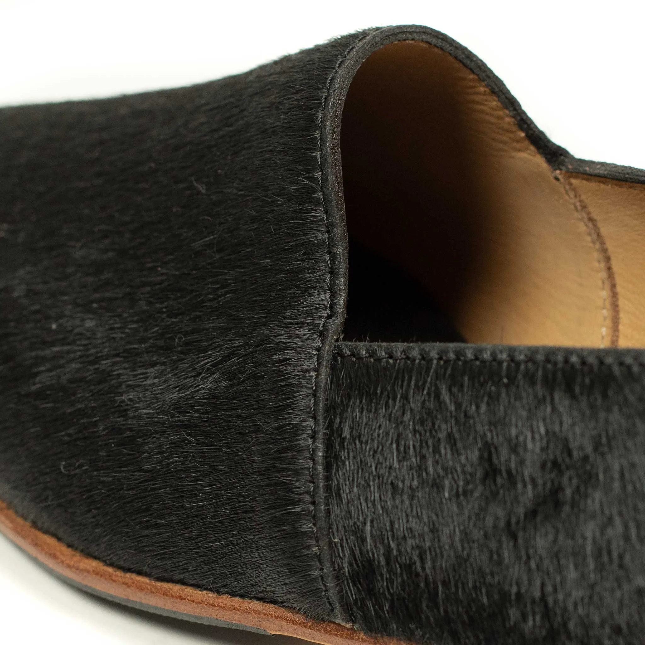 Maury slippers in black hair-on calf