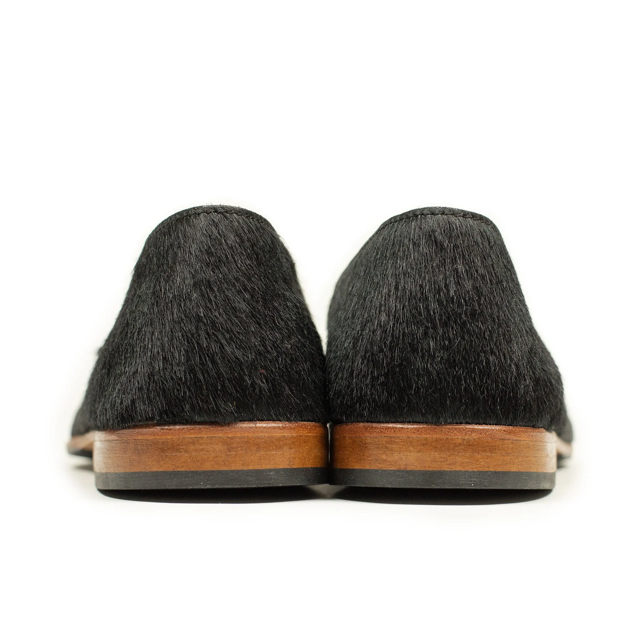 Maury slippers in black hair-on calf