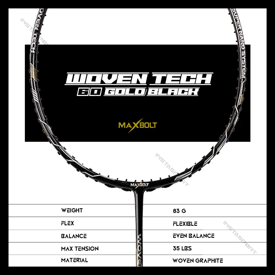 Maxbolt Woven Tech 60 Gold/Black Badminton Racket