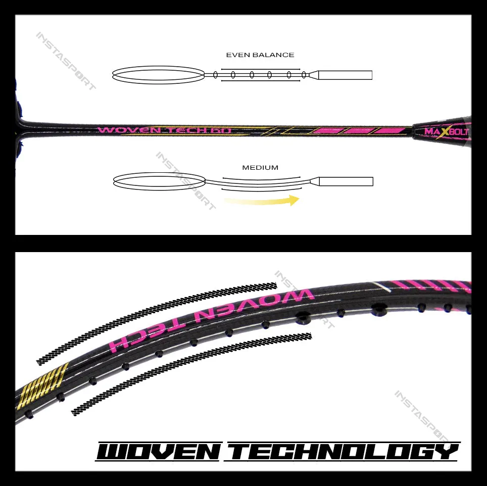 Maxbolt Woven Tech 60 Pink Badminton Racket