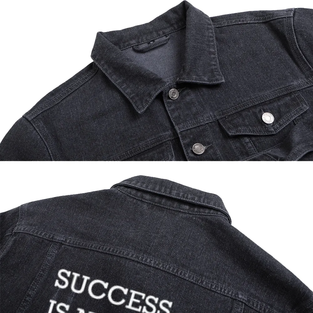 Mens Inspire Slogan Letter Graphic Button Up Denim Jacket