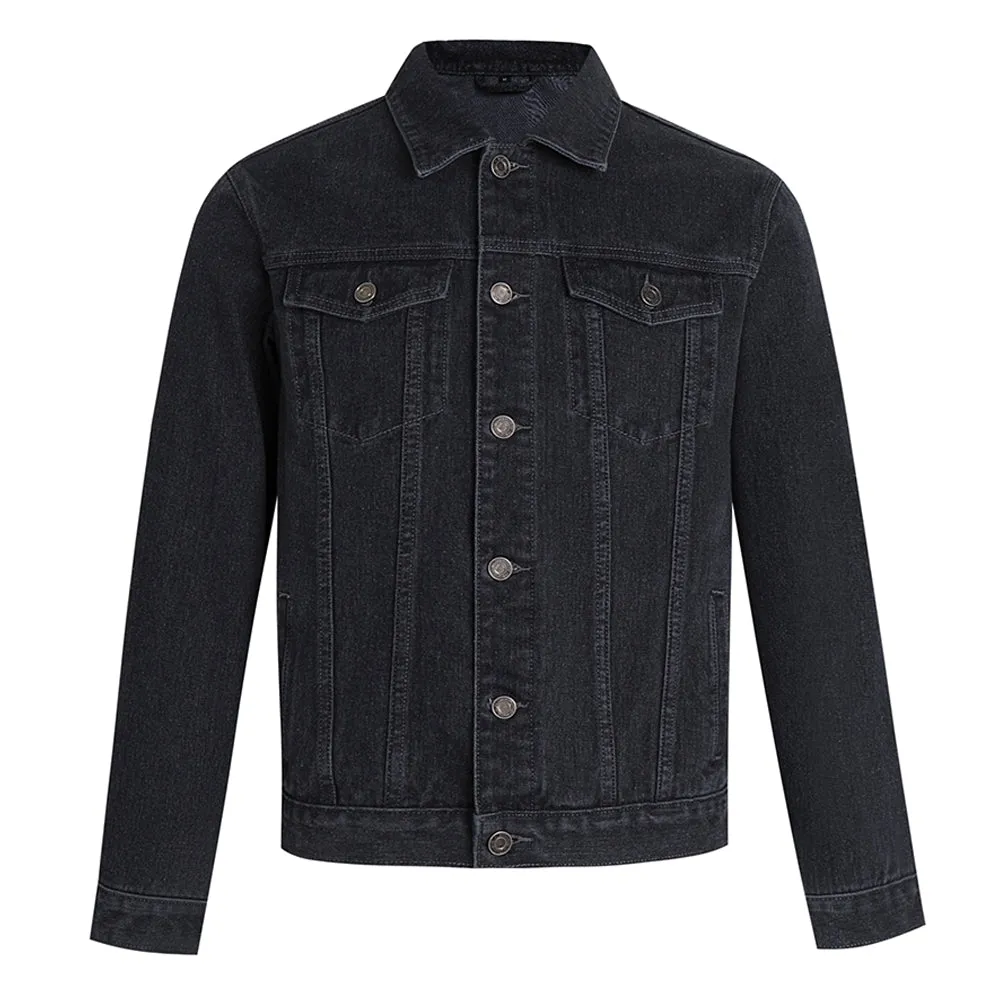 Mens LOVE MORE WORK LESS Graphic Button Up Denim Jacket