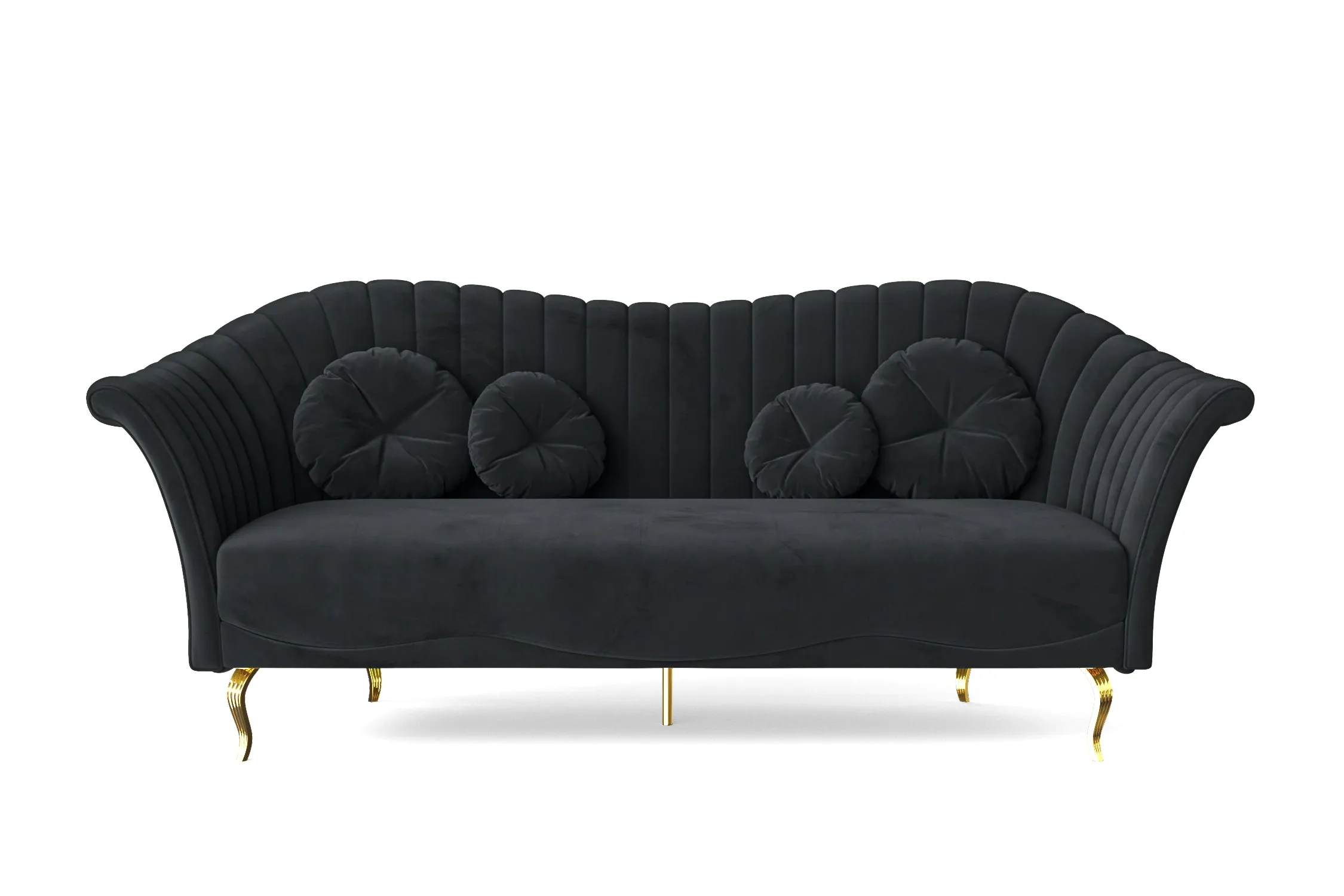 Milan 3 Seater Sofa Dark Grey Velvet