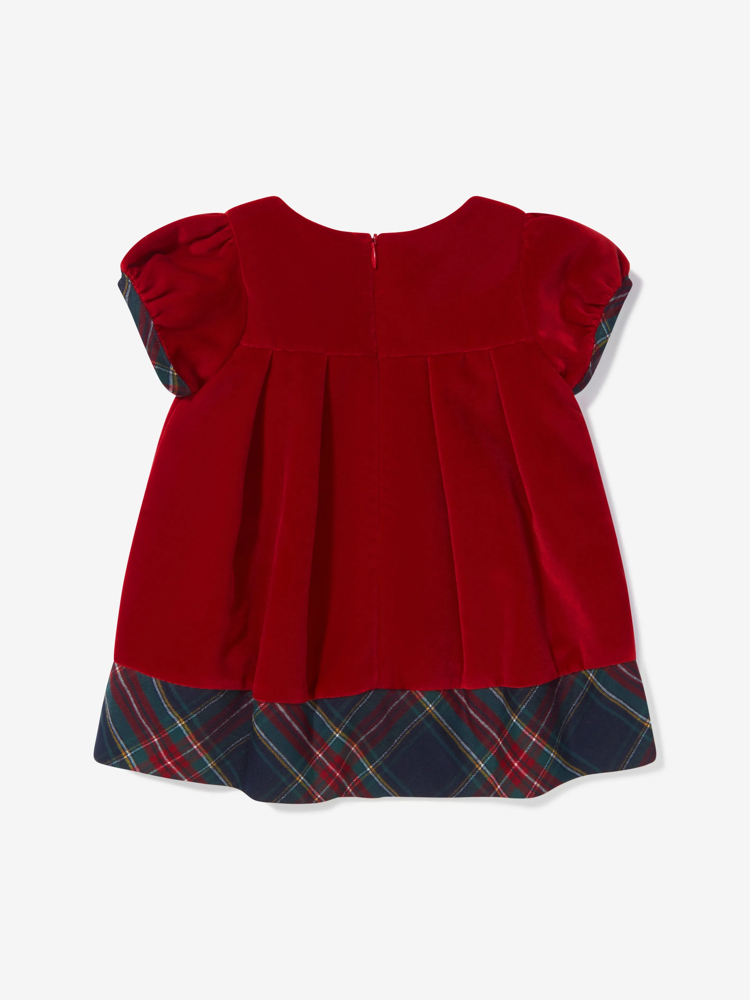 Patachou Baby Girls Velvet Tartan Trim Dress