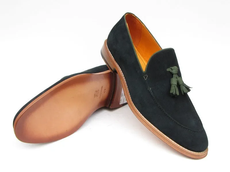 Paul Parkman Green Suede Tassel Loafers