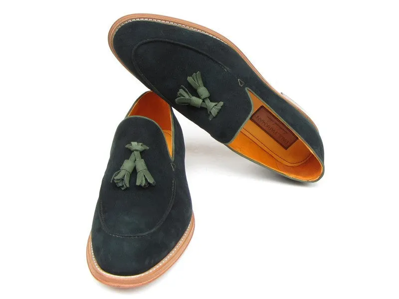 Paul Parkman Green Suede Tassel Loafers