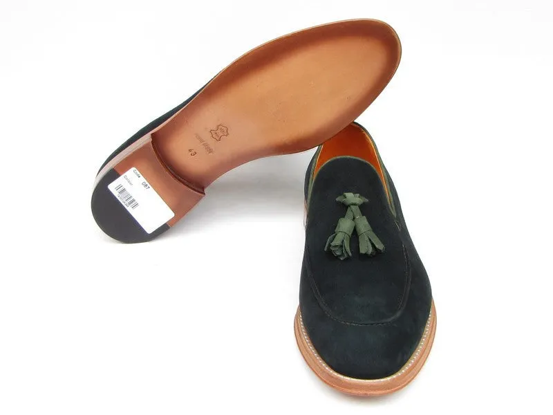 Paul Parkman Green Suede Tassel Loafers