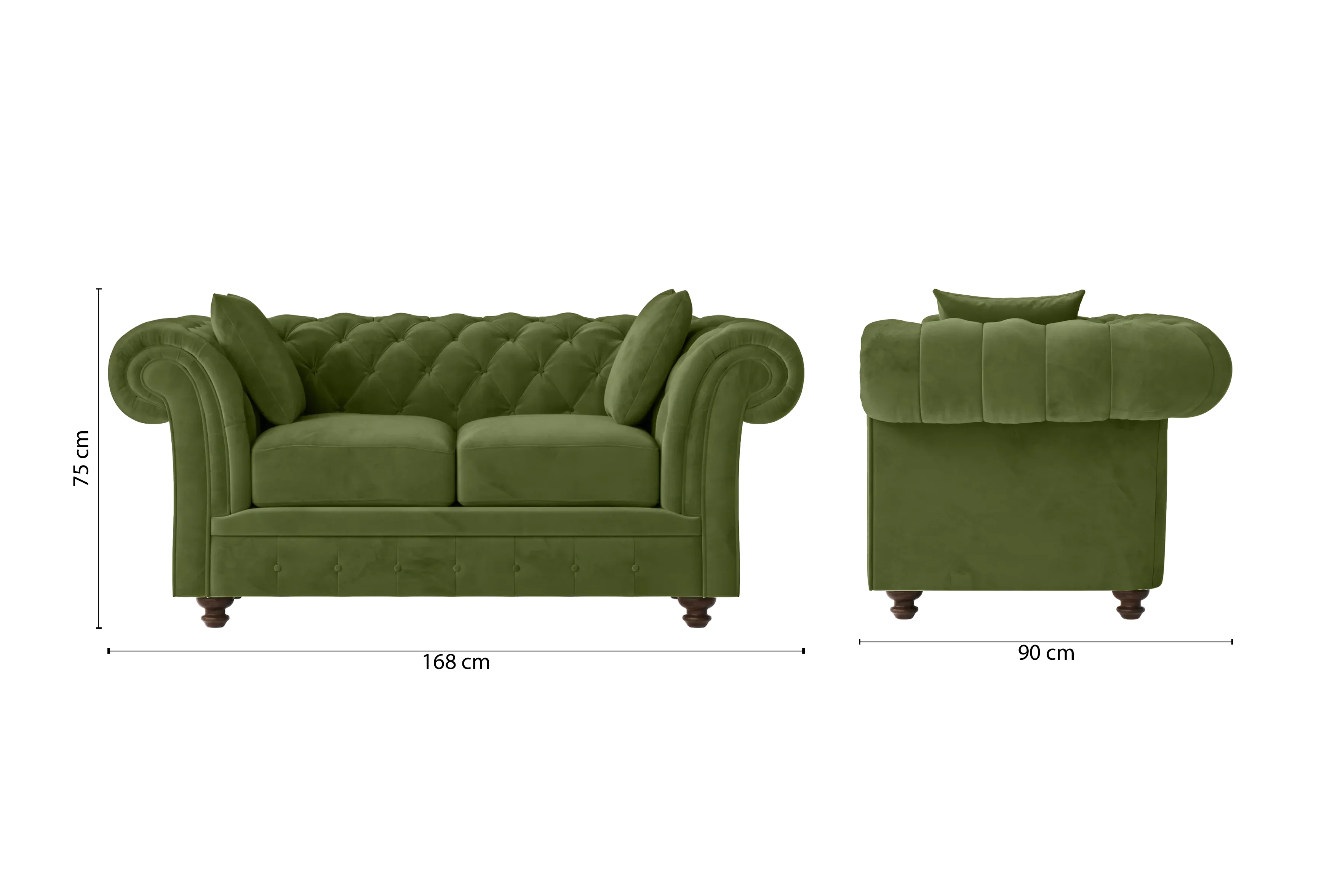 Pesaro 2 Seater Sofa Lime Velvet