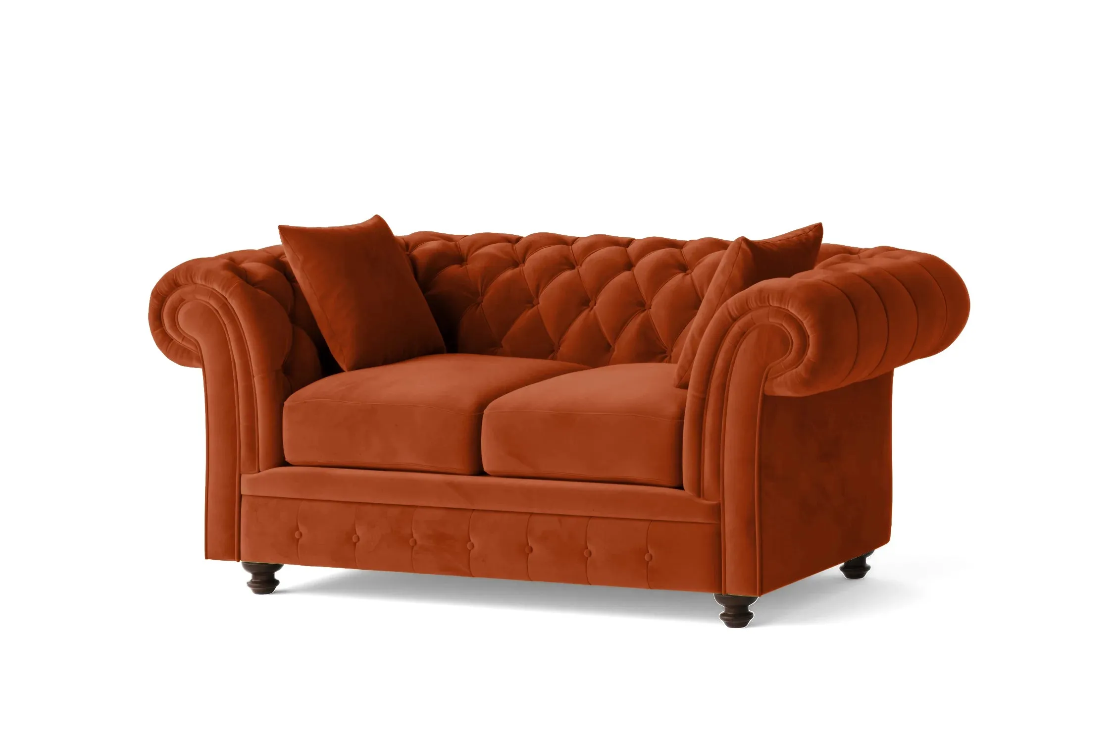 Pesaro 2 Seater Sofa Orange Velvet