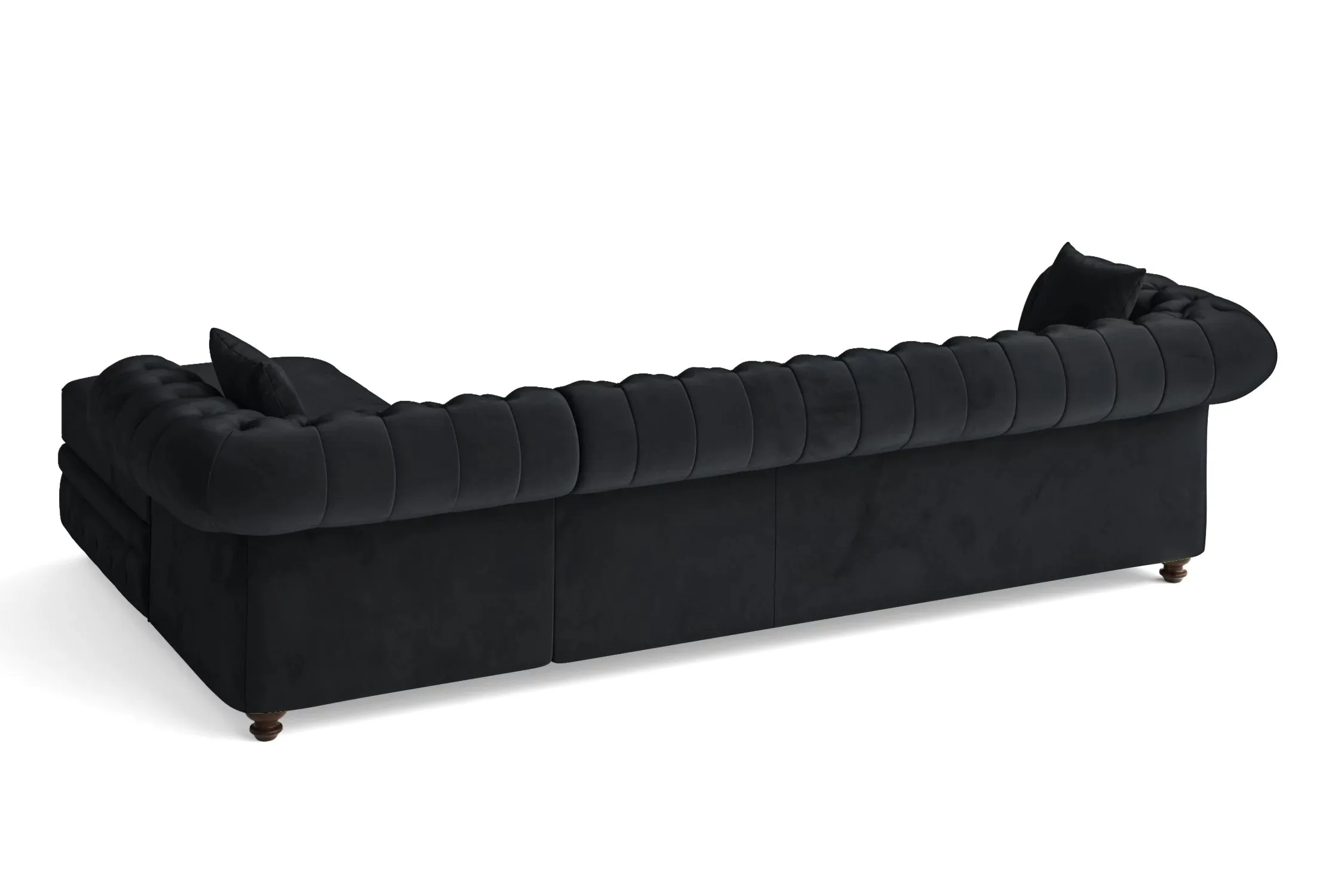 Pesaro 4 Seater Right Hand Facing Chaise Lounge Corner Sofa Dark Grey Velvet