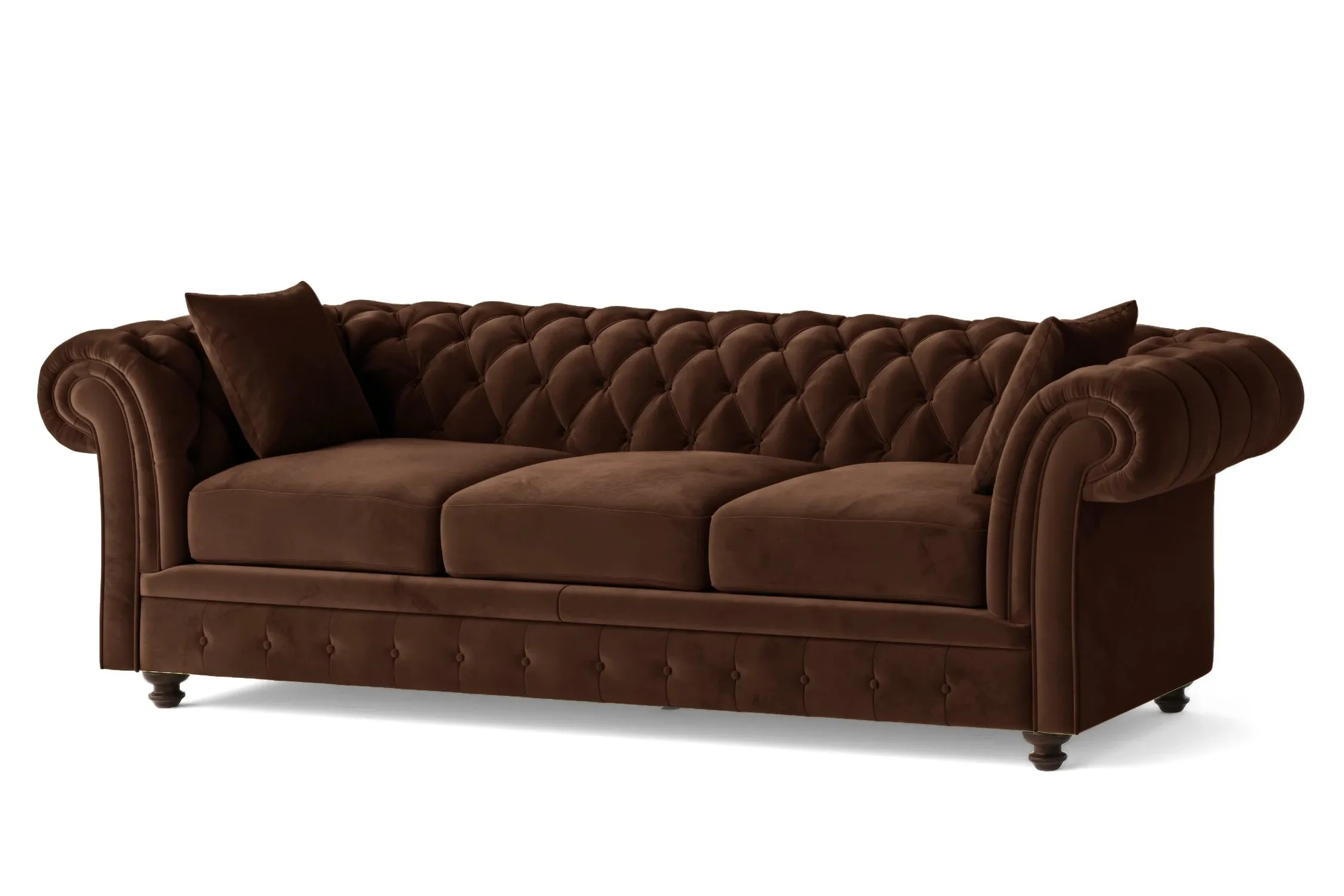 Pesaro 4 Seater Sofa Coffee Brown Velvet