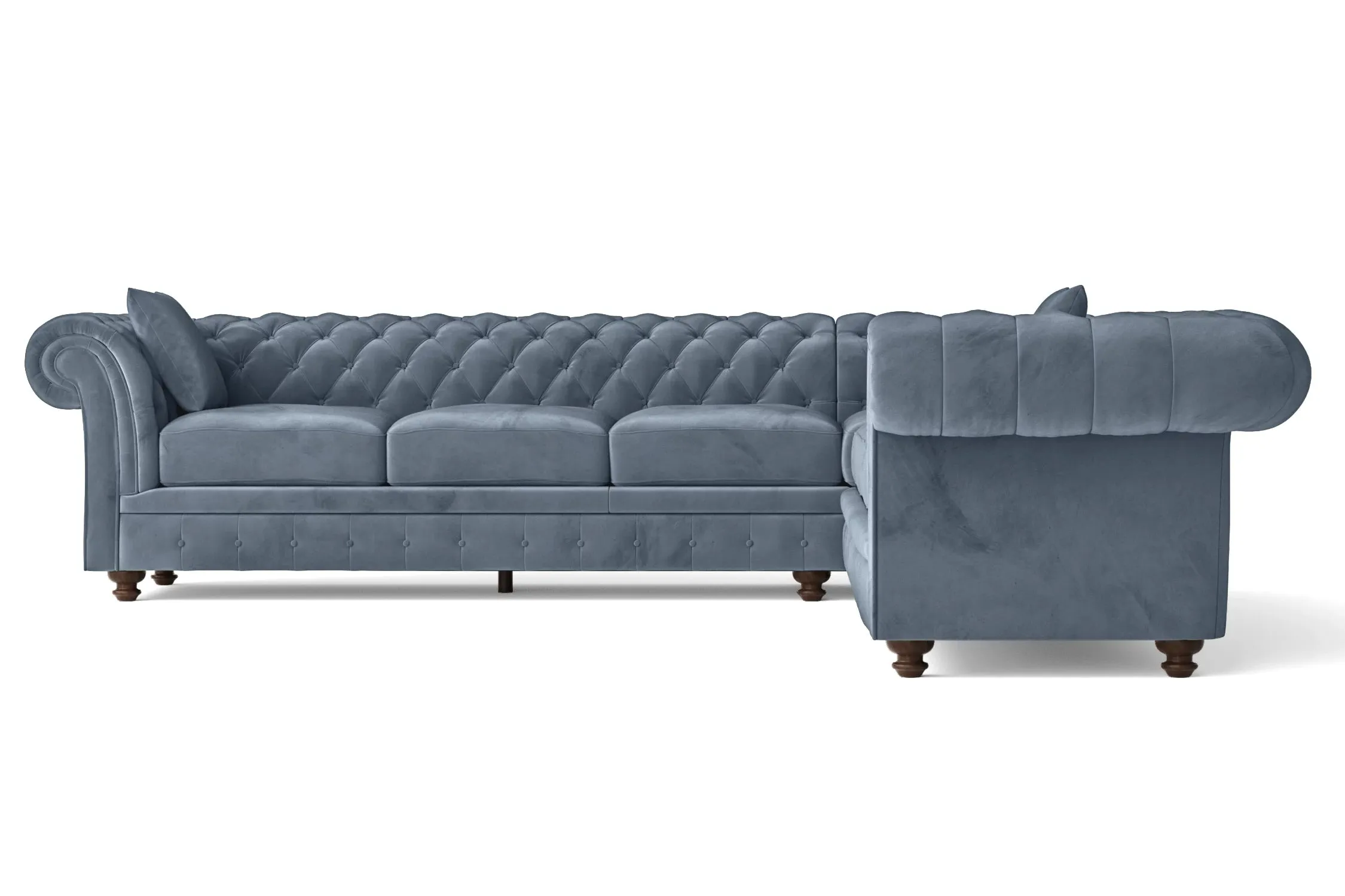 Pesaro 6 Seater Corner Sofa Baby Blue Velvet