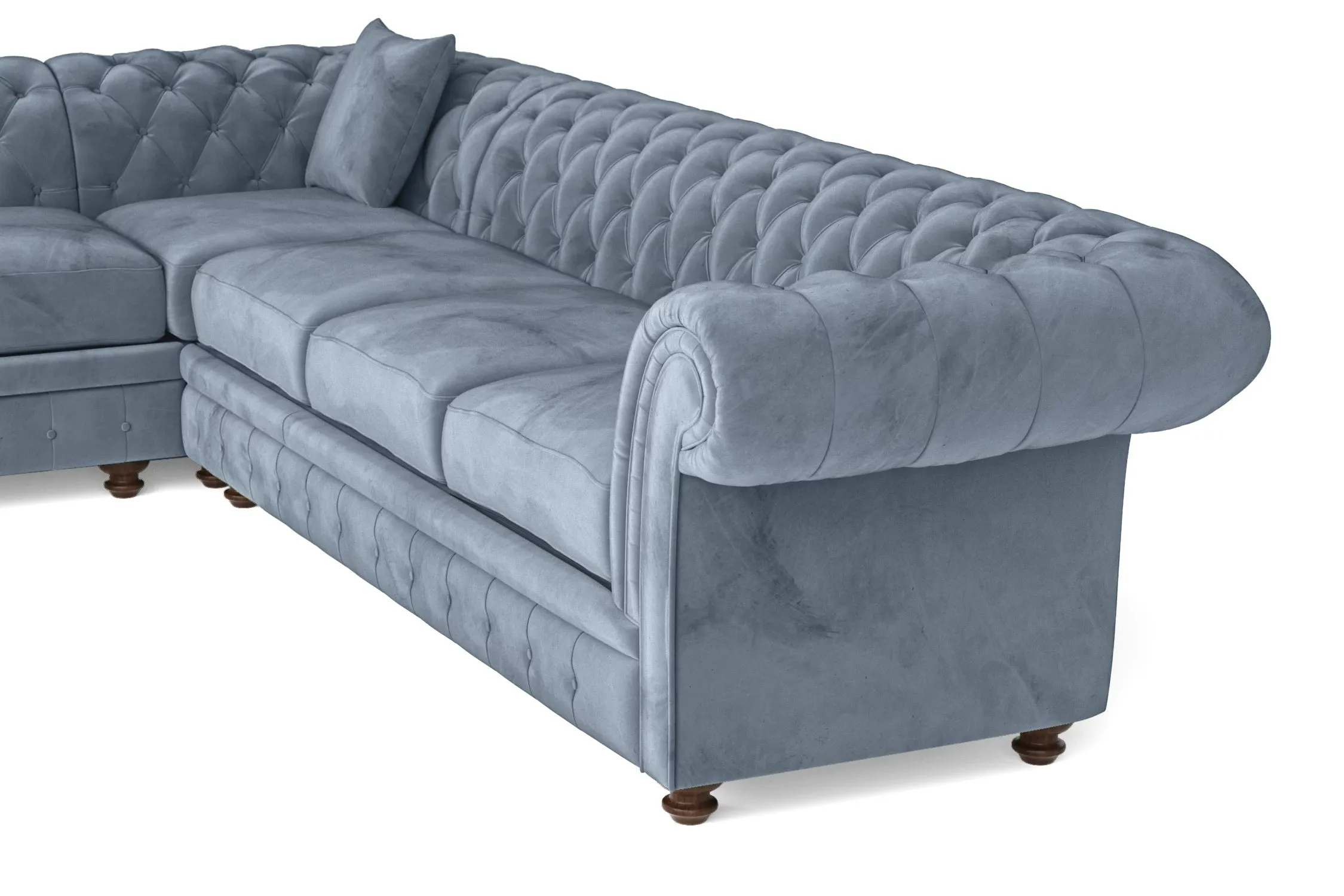 Pesaro 6 Seater Corner Sofa Baby Blue Velvet