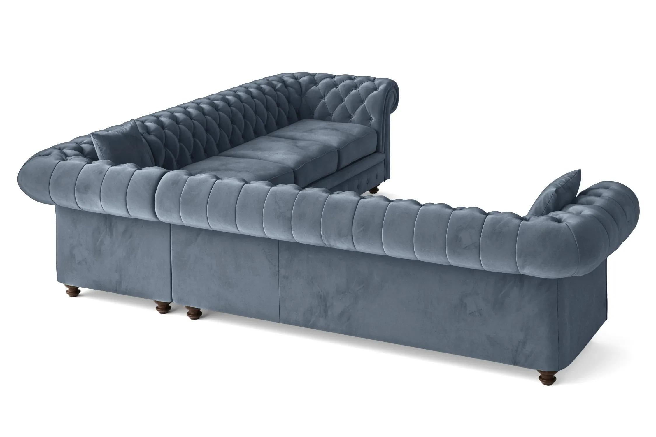 Pesaro 6 Seater Corner Sofa Baby Blue Velvet