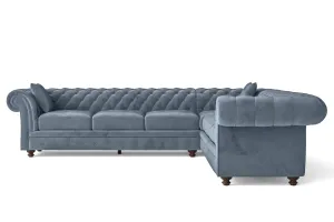 Pesaro 6 Seater Corner Sofa Baby Blue Velvet