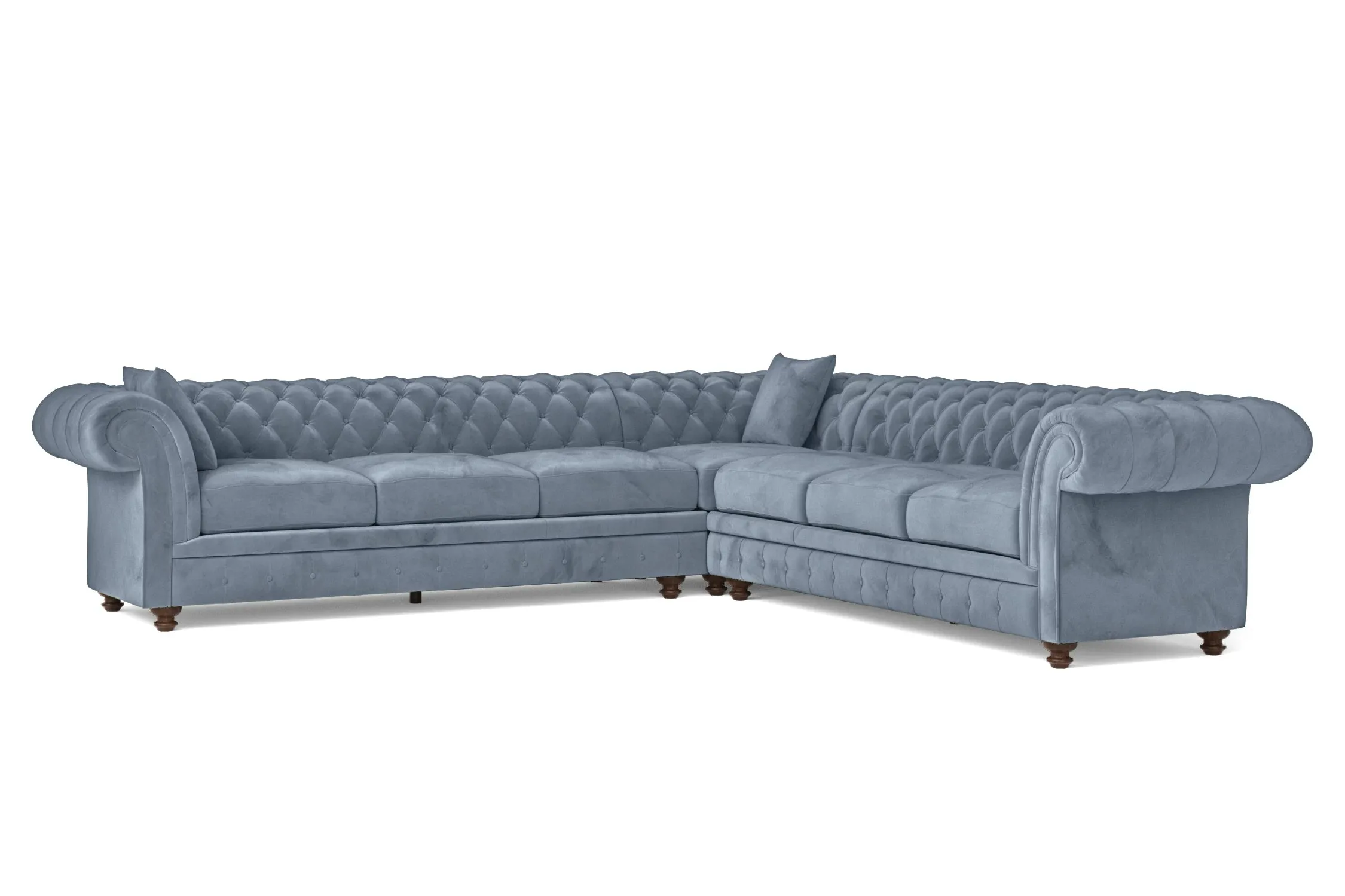 Pesaro 6 Seater Corner Sofa Baby Blue Velvet